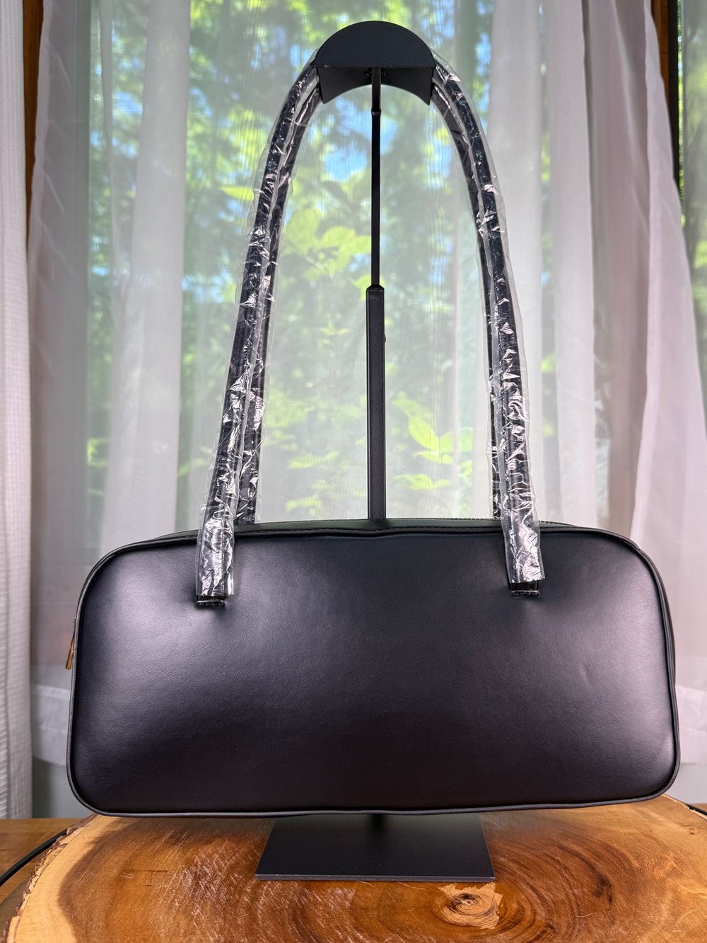 NEW Banana Republic Black Vegan Leather East West Top Handle Shoulder Bag